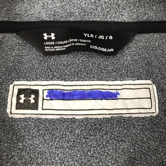 Under Armour Jacket Youth Gray Coldgear Fleece Loose Fit Full Zip Boys Large YLG - Picture 5 of 6